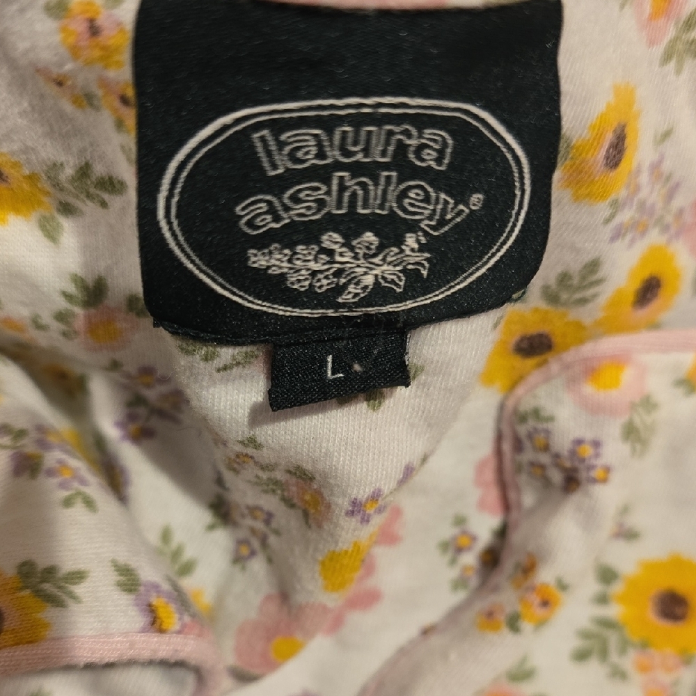 Laura Ashley Floral Pajama Set with Yellow and Pink Accents - Picture 2 of 5